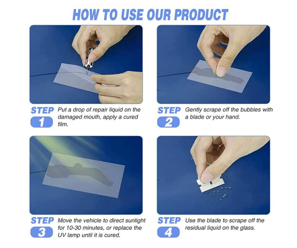 Car Windscreen Repair Kit, Cars Windshield Crack Scratch Resin Repair Tool, Car's Wind-Shield Crack-Repair Kit, for Fix Auto Wind-Shield Glass-Cracks, Bulls (Pack of 1)